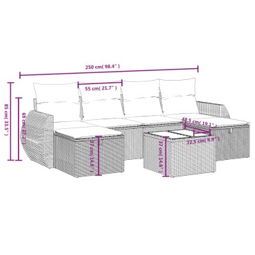 vidaXL Σετ Καναπέ Κήπου 6 τεμ. Μικτό Μπεζ Συνθετικό Ρατάν με Μαξιλάρια 55x55cm