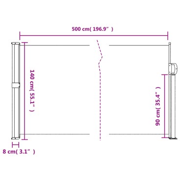 vidaXL Σκίαστρο Πλαϊνό Συρόμενο Κρεμ 140 x 500 εκ.