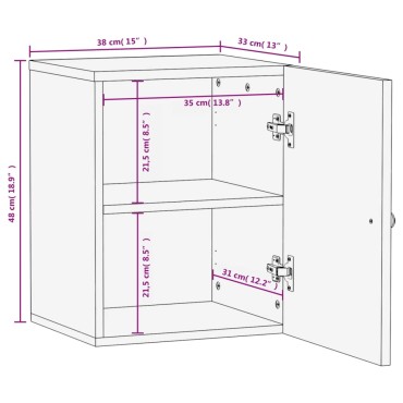 vidaXL Ντουλάπι Μπάνιου Επιτοίχιο Μαύρο 38x33x48cm Μασίφ Ξύλο Μάνγκο 1 τεμ.