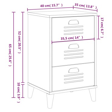 vidaXL Κομοδίνο VIKEN Λευκό από Επεξεργασμένο Ξύλο 40x36x65cm 1 τεμ.