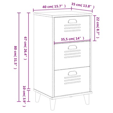 vidaXL Κομοδίνο VIKEN Μαύρο από Επεξεργασμένο Ξύλο 40x35x80cm 1 τεμ.