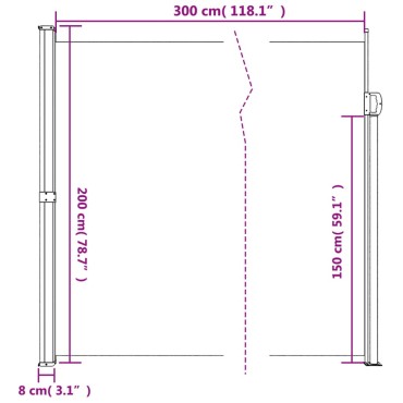 vidaXL Σκίαστρο Πλαϊνό Συρόμενο Ανθρακί 200 x 300 εκ.