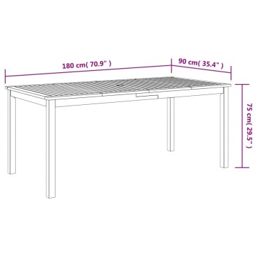 vidaXL Τραπεζαρία Κήπου 180x90x75cm από Μασίφ Ξύλο Ακακίας 1 τεμ.