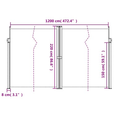 vidaXL Σκίαστρο Πλαϊνό Συρόμενο Ανθρακί 220x1200 εκ.