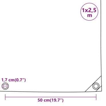 vidaXL Μουσαμάς Ανθρακί 650 γρ./μ.² 1 x 2,5 μ.