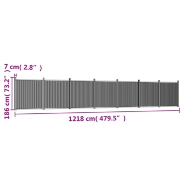 vidaXL Πάνελ Περίφραξης Γκρι 1218 x 186 εκ. από WPC