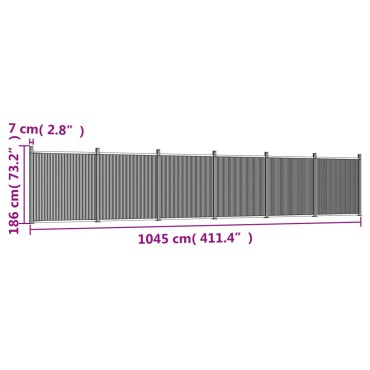 vidaXL Πάνελ Περίφραξης Γκρι 1045 x 186 εκ. από WPC