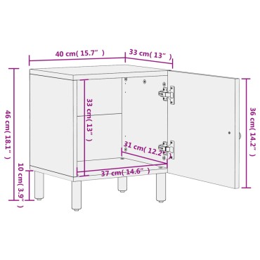 vidaXL Κομοδίνο 40x33x46cm από Μασίφ Ξύλο Μάνγκο 1 τεμ.