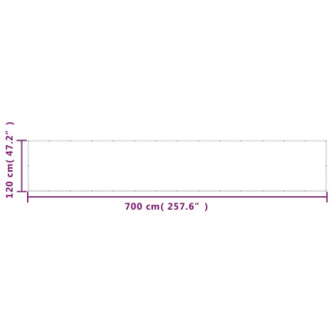 vidaXL Διαχωριστικό Βεράντας Μαύρο 120x700εκ 100% Πολ. Ύφασμα Oxford