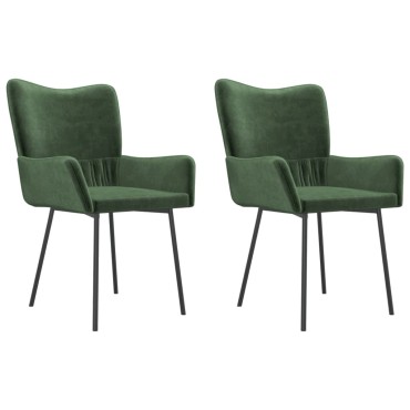 vidaXL Καρέκλες Τραπεζαρίας 2 τεμ. Σκούρο Πράσινο Βελούδινες 55x57x81,5cm