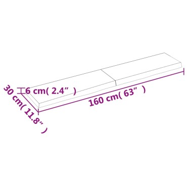 vidaXL Πάγκος Μπάνιου Σκούρο Καφέ 160x30x(2-4) εκ. Επεξεργ. Μασίφ Ξύλο