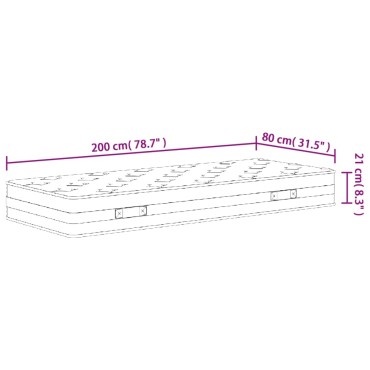 vidaXL Στρώμα με Bonnell Springs Μεσαία Σκληρότητα 80x200cm 1 τεμ. - Μονό