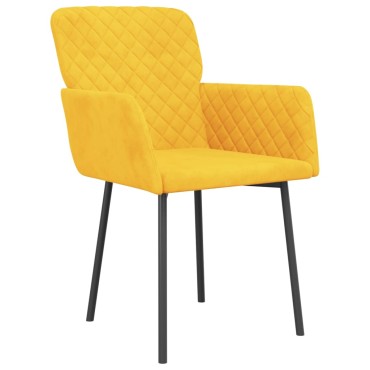 vidaXL Καρέκλες Τραπεζαρίας 2 τεμ. Κίτρινες Βελούδινες 51,5x61x78,5cm