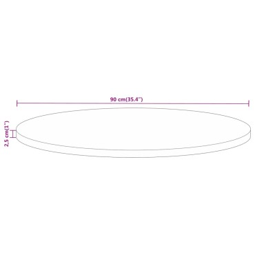 vidaXL Επιφάνεια Τραπεζιού Στρογγυλή 90x2,5cm Μασίφ Ανακυκλωμένο Ξύλο 1 τεμ.