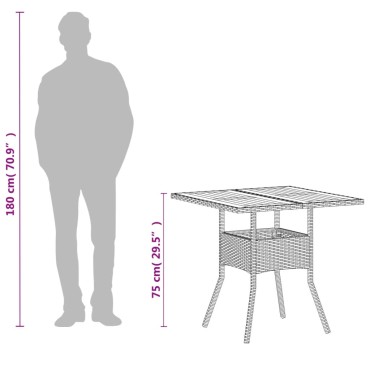 vidaXL Τραπέζι Κήπου Μπεζ 80x80x75cm Συνθετικό Ρατάν / Ξύλο Ακακίας 1 τεμ.