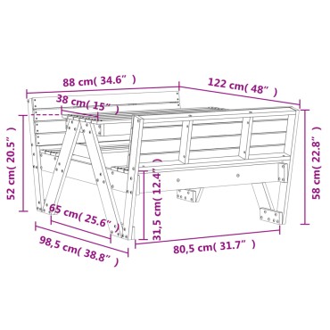 vidaXL Τραπέζι Πικνίκ για Παιδιά 88x122x58cm Εμποτ. Ξύλο Πεύκου 1 τεμ.