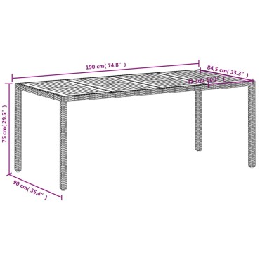 vidaXL Τραπέζι Κήπου Μπεζ 190x90x75cm Συνθετικό Ρατάν / Ξύλο Ακακίας 1 τεμ.