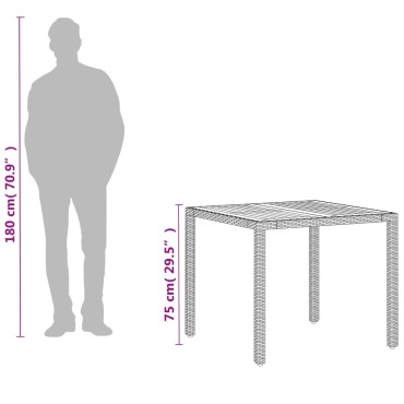 vidaXL Τραπέζι Κήπου Μπεζ 90x90x75cm Συνθετικό Ρατάν / Ξύλο Ακακίας 1 τεμ.