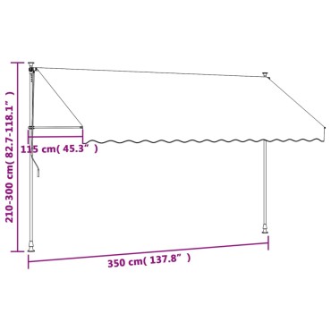 vidaXL Τέντα Συρόμενη Ανθρακί 350 x 150 εκ. από Ύφασμα και Ατσάλι