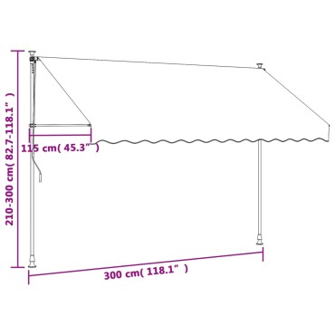 vidaXL Τέντα Συρόμενη Ανθρακί 300 x 150 εκ. από Ύφασμα και Ατσάλι