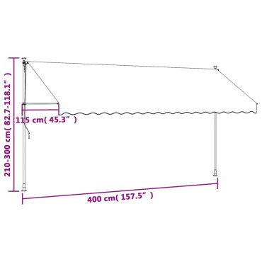 vidaXL Τέντα Συρόμενη Κρεμ 400 x 150 εκ. από Ύφασμα και Ατσάλι