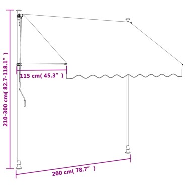 vidaXL Τέντα Συρόμενη Ανθρακί 200 x 150 εκ. από Ύφασμα και Ατσάλι