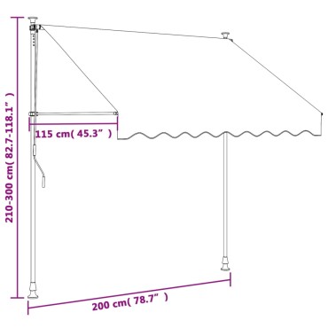 vidaXL Τέντα Συρόμενη Κρεμ 200 x 150 εκ. από Ύφασμα και Ατσάλι