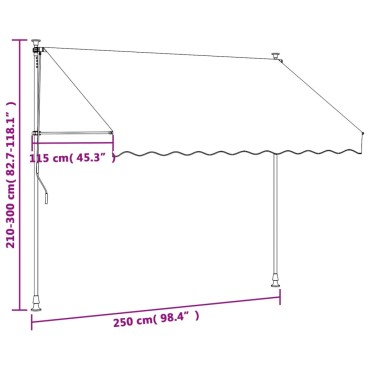 vidaXL Τέντα Συρόμενη Ανθρακί 250 x 150 εκ. από Ύφασμα και Ατσάλι