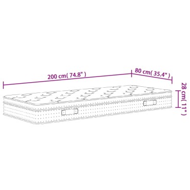 vidaXL Στρώμα με Pocket Springs Μεσαία Σκληρότητα 80x200cm 1 τεμ. - Μονό