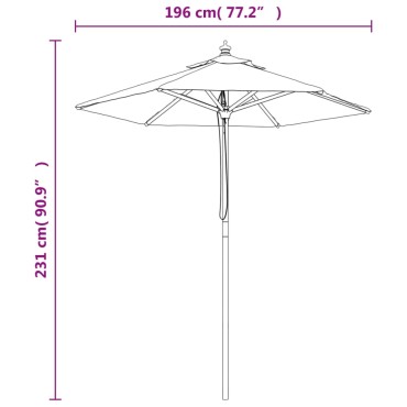 vidaXL Ομπρέλα Κήπου με Ξύλινο Ιστό Taupe 196x231 εκ.