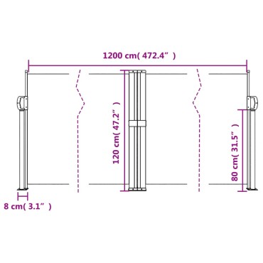 vidaXL Σκίαστρο Πλαϊνό Συρόμενο Ανθρακί 120 x 1200 εκ.