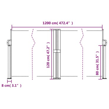 vidaXL Σκίαστρο Πλαϊνό Συρόμενο Μπλε 120 x 1200 εκ.