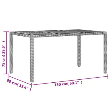 vidaXL Τραπέζι Κήπου Επιφάνεια Ακακίας Γκρι 150x90x75cm Συνθ. Ρατάν 1 τεμ.