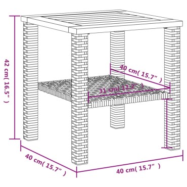 vidaXL Τραπέζι Κήπου Μπεζ 40x40x42cm Συνθετικό Ρατάν / Ξύλο Ακακίας 1 τεμ.