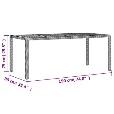 vidaXL Τραπέζι Κήπου Επιφάνεια Ακακίας Γκρι 190x90x75cm Συνθ. Ρατάν 1 τεμ.