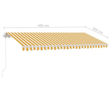 vidaXL Τέντα Συρόμενη Χειροκίνητη με LED Κίτρινο / Λευκό 450 x 350 εκ.