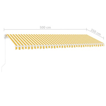 vidaXL Τέντα Συρόμενη Χειροκίνητη με LED Κίτρινο / Λευκό 500 x 350 εκ.