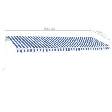 vidaXL Τέντα Συρόμενη Χειροκίνητη με LED Μπλε / Λευκό 500 x 350 εκ.