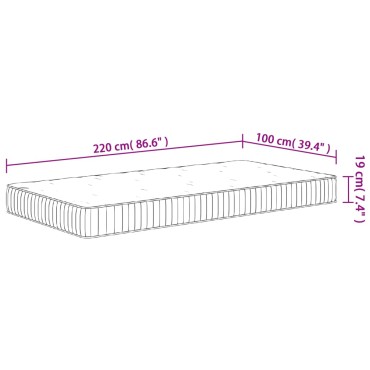 vidaXL Στρώμα με Pocket Springs Μεσαία Σκληρότητα 100x220cm 1 τεμ. - Μονό