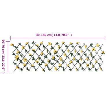 vidaXL Καφασωτό Επεκτεινόμενο Κίτρινο 180x60εκ. Τεχνητός Κισσός