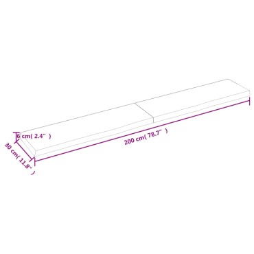 vidaXL Πάγκος Μπάνιου Αν. Καφέ 200x30x(2-6) εκ. Επεξεργ. Μασίφ Ξύλο