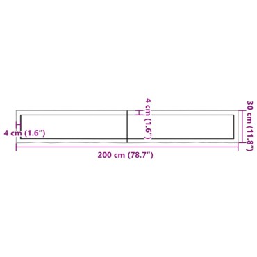 vidaXL Πάγκος Μπάνιου Αν. Καφέ 200x30x(2-6) εκ. Επεξεργ. Μασίφ Ξύλο