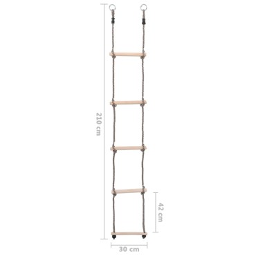 vidaXL Σκάλα με 5 Σκαλιά 210 εκ. από Μασίφ Ξύλο Πεύκου