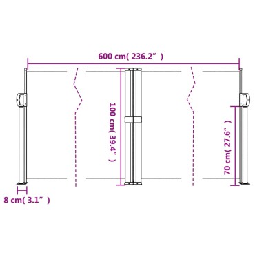 vidaXL Σκίαστρο Πλαϊνό Συρόμενο Ανθρακί 100 x 600 εκ.