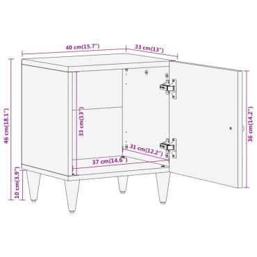 vidaXL Κομοδίνο 40x33x46cm από Μασίφ Ξύλο Μάνγκο 1 τεμ.