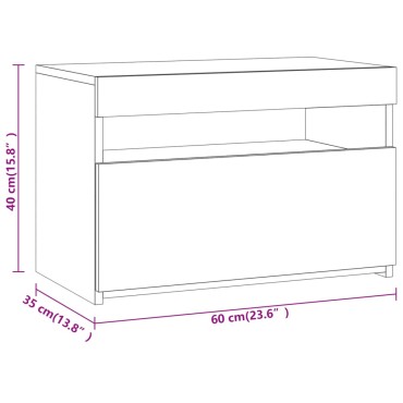 vidaXL Κομοδίνα με LED 2 τεμ. Καπνιστή Δρυς 60x35x40cm