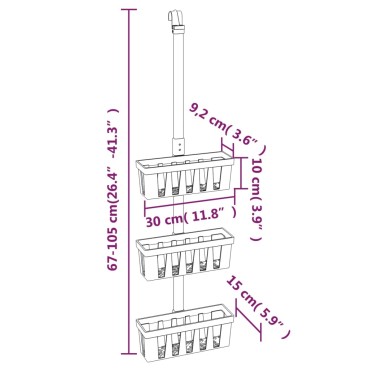 vidaXL Ραφιέρα Ντους Κρεμαστή 30x15x(67-105) εκ. από Αλουμίνιο