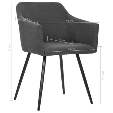 vidaXL Καρέκλες Τραπεζαρίας 2 τεμ. Σκούρο Γκρι Υφασμάτινες 54x54,5x81cm
