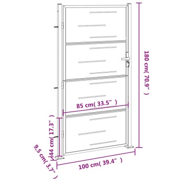 vidaXL Πόρτα Περίφραξης Κήπου 100 x 180 εκ. από Ανοξείδωτο Ατσάλι