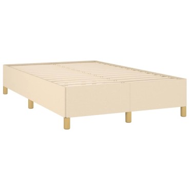 vidaXL Κρεβάτι Boxspring με Στρώμα Κρεμ 120x190cm Υφασμάτινο 1 τεμ. - Μονό